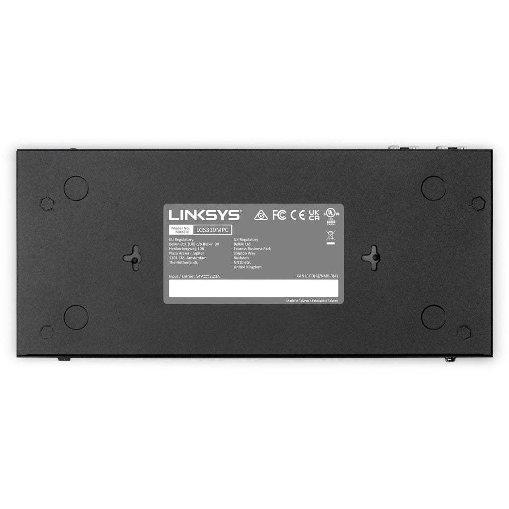 linksys-8-port-managed-gigabit-poe+-switch-with-2-1g-sfp-uplinks-8-ports-manageable-taa-compliant-3-layer-supported-modular-2-sfp-slots-110-w-poe-budget-optical-fiber-twisted-pair-poe-ports-5-year-limited-warranty_lnklgs310mpc - 2