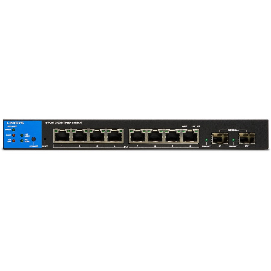 linksys-8-port-managed-gigabit-poe+-switch-with-2-1g-sfp-uplinks-8-ports-manageable-taa-compliant-3-layer-supported-modular-2-sfp-slots-110-w-poe-budget-optical-fiber-twisted-pair-poe-ports-5-year-limited-warranty_lnklgs310mpc - 4