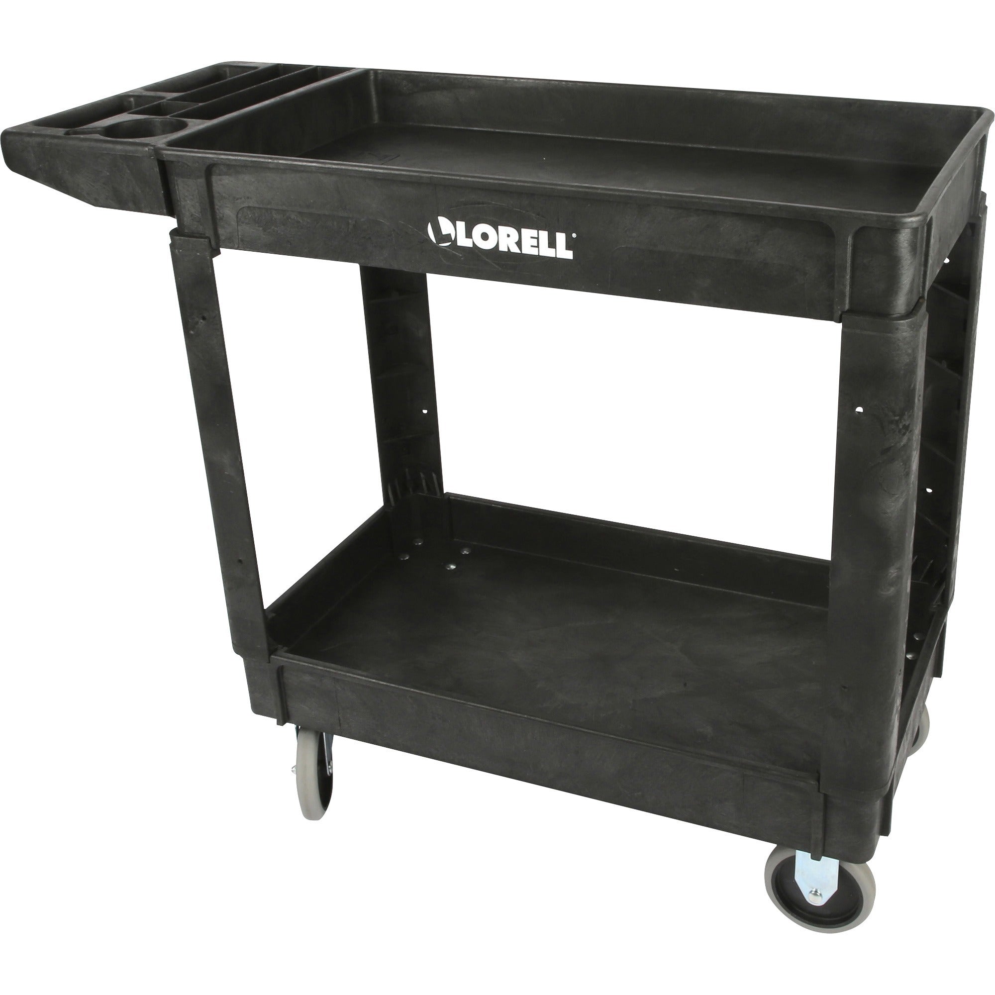 lorell-storage-bin-utility-cart-550-lb-capacity-4-casters-5-caster-size-structural-foam-x-375-width-x-17-depth-x-39-height-black-1-each_llr03611 - 5