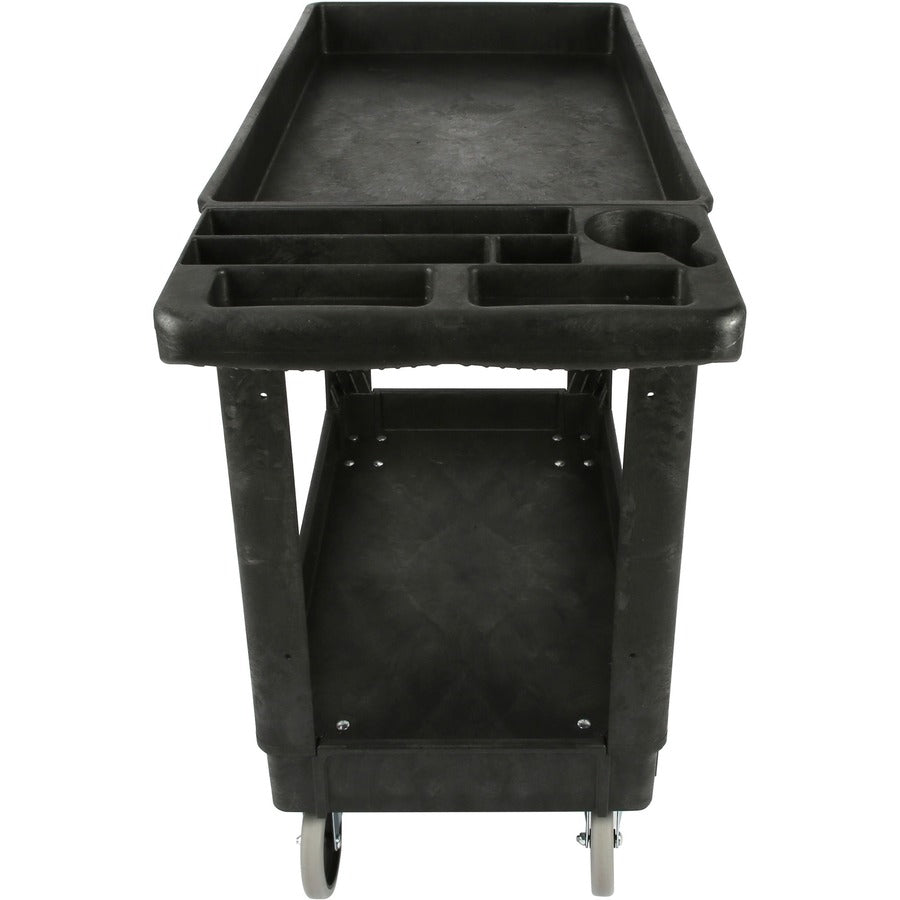 Lorell Storage Bin Utility Cart - 550 lb Capacity - 4 Casters - 5" Caster Size - Structural Foam - x 37.5" Width x 17" Depth x 39" Height - Black - 1 Each