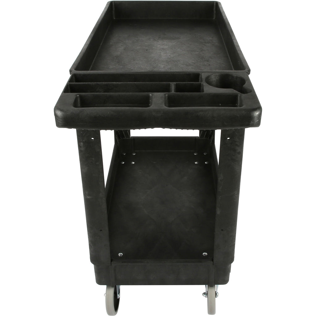 lorell-storage-bin-utility-cart-550-lb-capacity-4-casters-5-caster-size-structural-foam-x-375-width-x-17-depth-x-39-height-black-1-each_llr03611 - 3