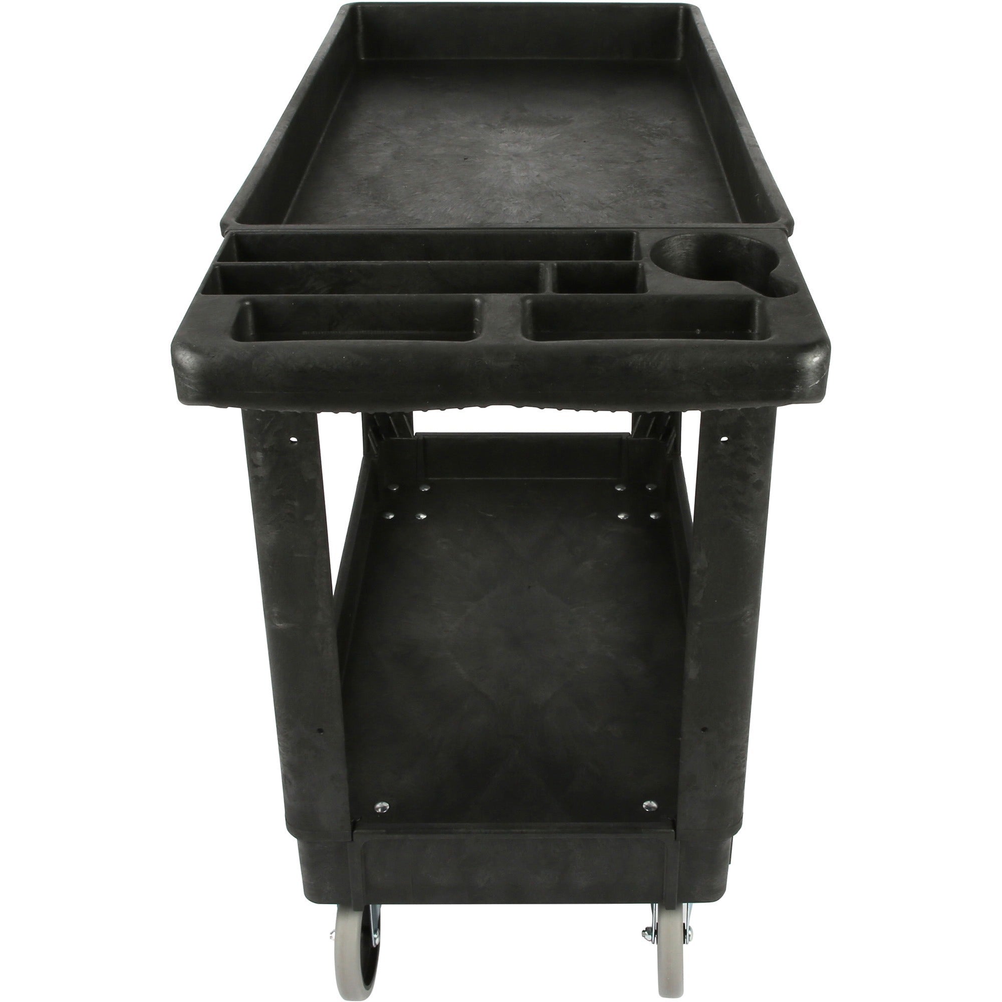 lorell-storage-bin-utility-cart-550-lb-capacity-4-casters-5-caster-size-structural-foam-x-375-width-x-17-depth-x-39-height-black-1-each_llr03611 - 3