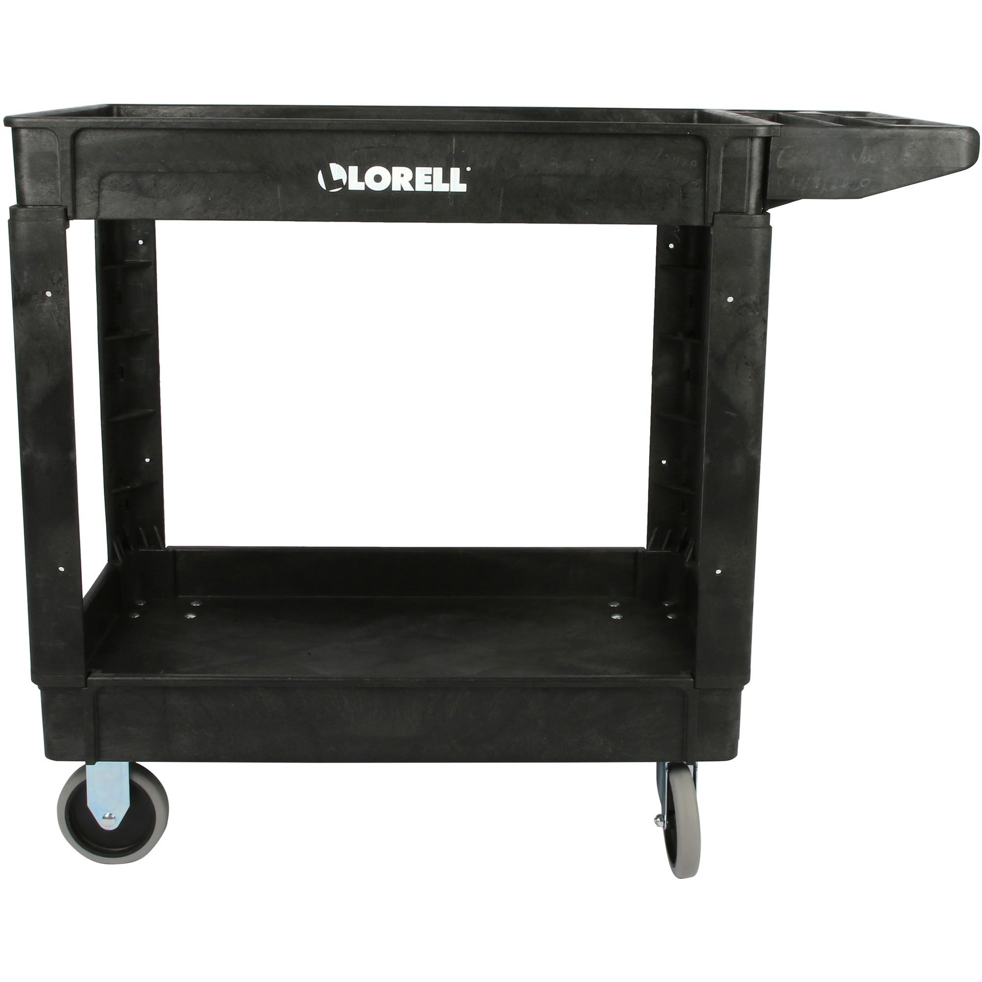 lorell-storage-bin-utility-cart-550-lb-capacity-4-casters-5-caster-size-structural-foam-x-375-width-x-17-depth-x-39-height-black-1-each_llr03611 - 2