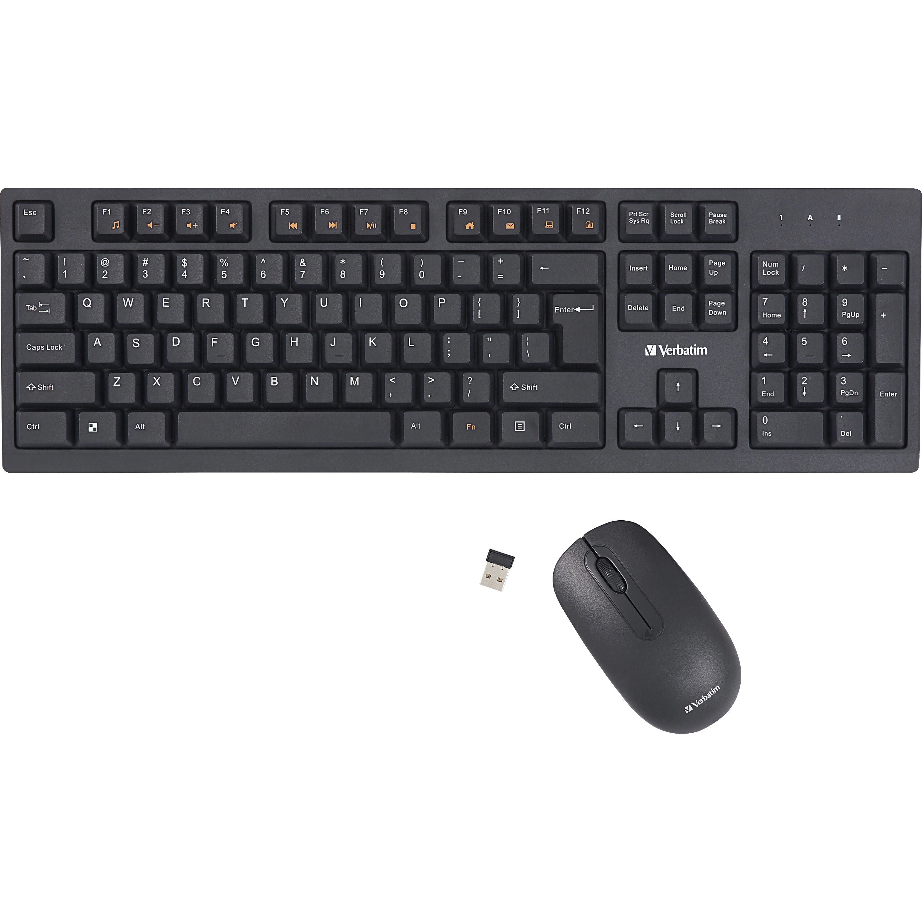 verbatim-wireless-keyboard-and-mouse-usb-type-a-wireless-bluetooth-240-ghz-keyboard-usb-type-a-wireless-mouse-optical-1000-dpi-3-button-multimedia-hot-keys-symmetrical-aa-aaa-compatible-with-windows-mac_ver70724 - 1