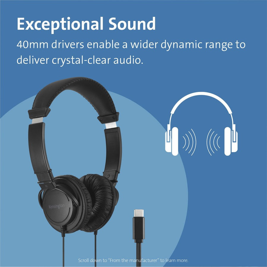 kensington-usb-c-hi-fi-headphones-stereo-black-usb-type-c-wired-over-the-head-binaural-ear-cup-6-ft-cable-1_kmw97456 - 4