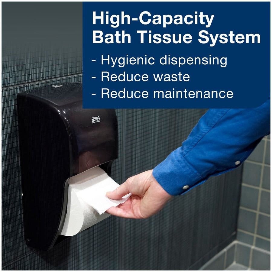 Tork Twin Toilet Paper Roll Dispenser Black T26 - Tork Twin Toilet Paper Roll Dispenser Black T26, High Capacity, Elevation Range, 6.5" x 6.3" x 14.2" , 555628