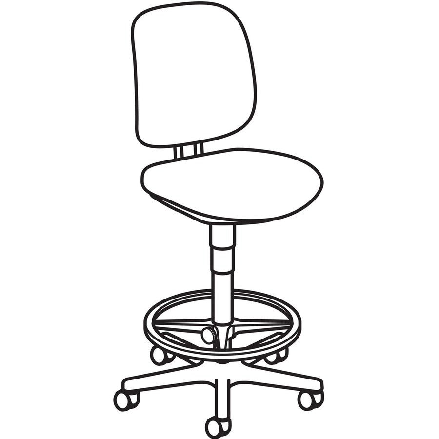 HON ComforTask Stool | Extended Height, Footring | Black Fabric - Black Polyester, Polymer Seat - Black Polyester, Polymer Back - Black Frame - 5-star Base - 1 Each - 
