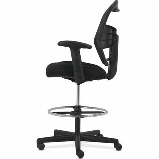 Prominent High-Back Task Stool, Supports Up to 250 lb, 21" to 28.1" Seat Height, Black