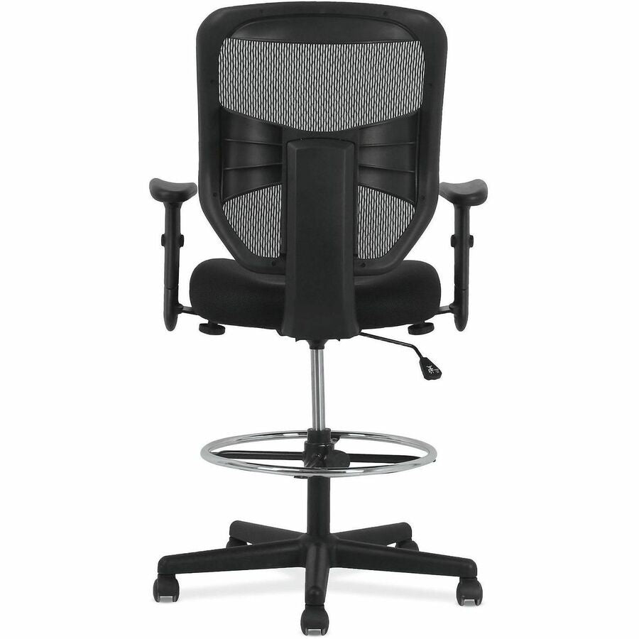 Prominent High-Back Task Stool, Supports Up to 250 lb, 21" to 28.1" Seat Height, Black