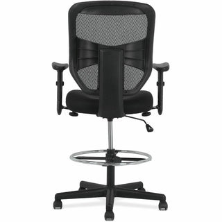 Prominent High-Back Task Stool, Supports Up to 250 lb, 21" to 28.1" Seat Height, Black