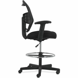Prominent High-Back Task Stool, Supports Up to 250 lb, 21" to 28.1" Seat Height, Black