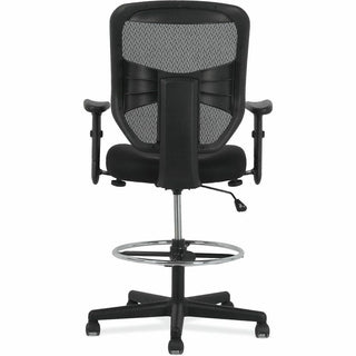 Prominent High-Back Task Stool, Supports Up to 250 lb, 21" to 28.1" Seat Height, Black