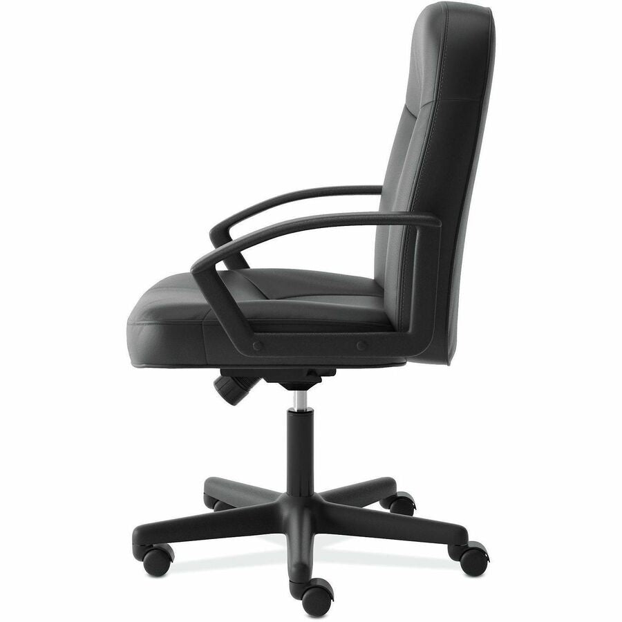 HVL601 Series Executive High-Back Leather Chair, Supports Up to 250 lb, 17.44" to 20.94" Seat Height, Black