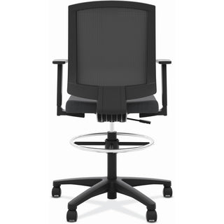 HON Torch Mesh Mid-Back Task Stool - Black Foam, Plush, Polyester Seat - Black Mesh Back - Black Frame - Mid Back - 5-star Base - Armrest - 1 Each