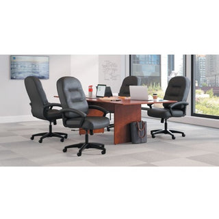 HON Pillow-Soft Executive High-Back Chair | Fixed Arms | Black Fabric - Black Plush Seat - Black Plush Back - Black Frame - High Back - 5-star Base - Armrest - 1 Each