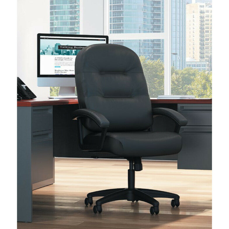 hon-pillow-soft-executive-high-back-chair-|-fixed-arms-|-black-fabric-black-plush-seat-black-plush-back-black-frame-high-back-5-star-base-armrest-1-each_hon2095hpwst10t - 2