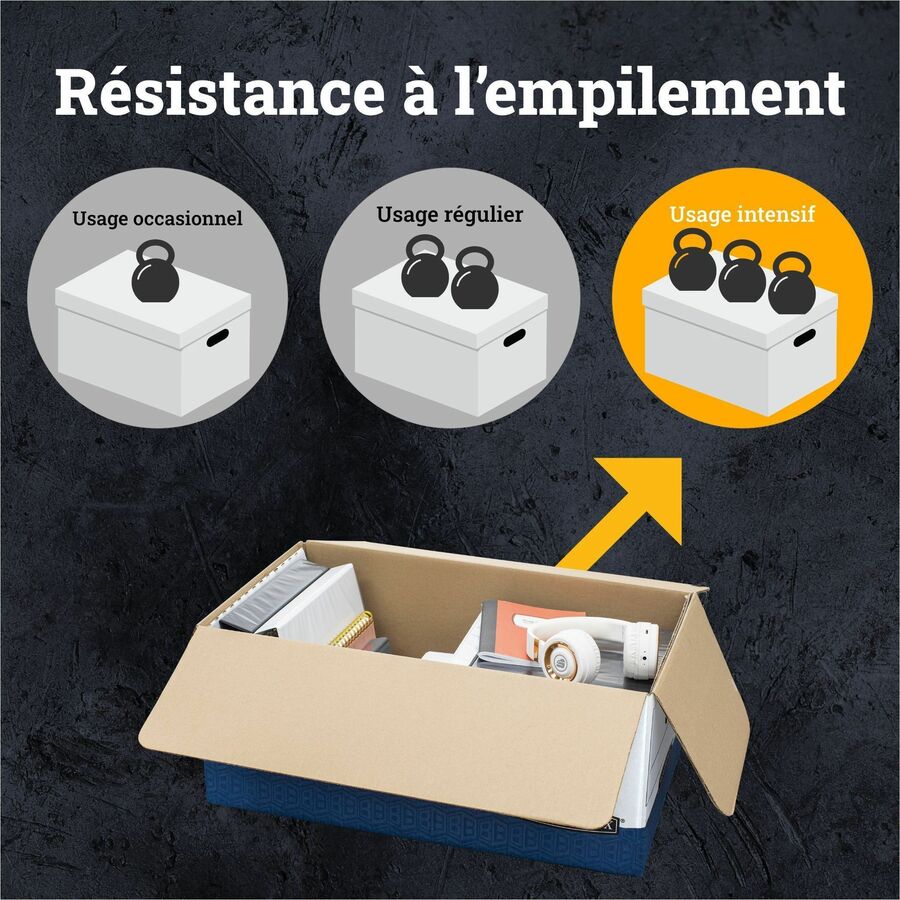 LIBERTY Plus Heavy-Duty Strength Storage Boxes, Legal Files, 15.25" x 24.13" x 10.75", White/Blue, 12/Carton