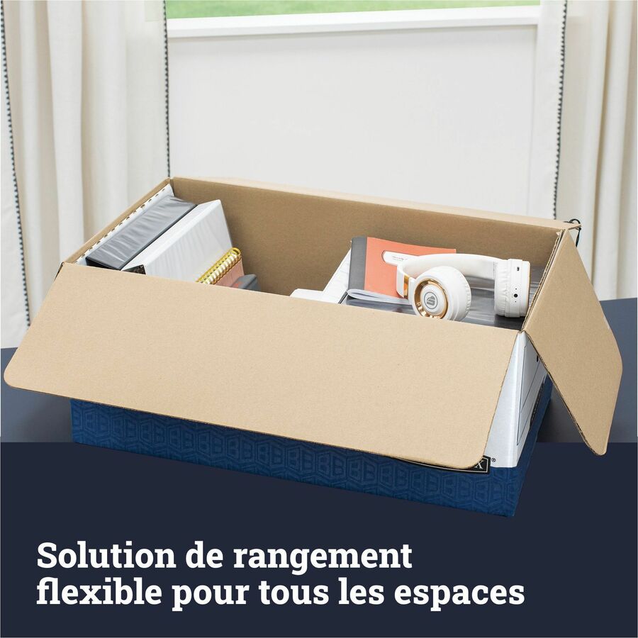 LIBERTY Plus Heavy-Duty Strength Storage Boxes, Legal Files, 15.25" x 24.13" x 10.75", White/Blue, 12/Carton