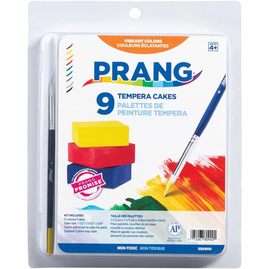 Prang Tempera Cakes Paint Kit - 9 / Set - Multicolor