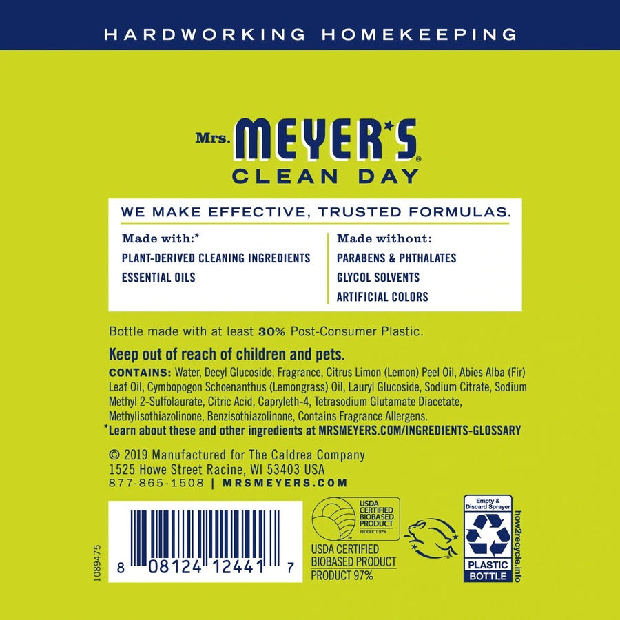 Mrs. Meyer's Clean Day Cleaner Spray - 16 fl oz (0.5 quart) - Lemon Verbena Scent - 6 / Carton - Cruelty-free - Clear