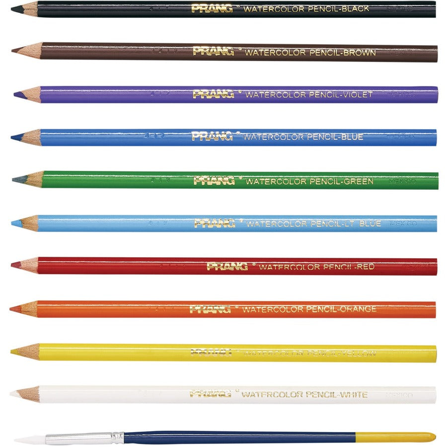 prang-sharpened-watercolor-pencils-red-orange-yellow-green-blue-violet-light-blue-black-brown-white-lead-10-pack_dixx23650 - 4