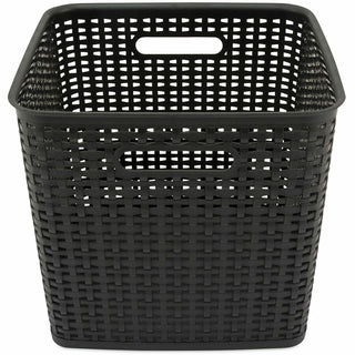 Plastic Weave Bin, Extra Large, 12.5" x 12.5" x 11.13", Black, 2/Pack