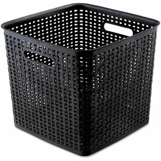 Plastic Weave Bin, Extra Large, 12.5" x 12.5" x 11.13", Black, 2/Pack
