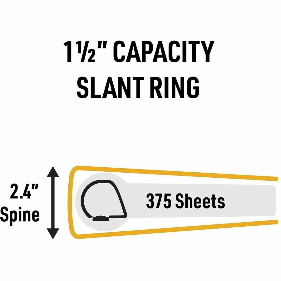 Avery UltraDuty Ring Binder - Letter - 8 1/2" x 11" Sheet Size - 375 Sheet Capacity - 2 2/5" Spine Width - 1.50" Ring - 3 x Slant Ring Fastener(s) - Polypropylene - Yellow - Durable, Flexible, Water Resistant, Abrasion Resistant, Chemical Resist
