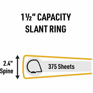 Avery UltraDuty Ring Binder - Letter - 8 1/2" x 11" Sheet Size - 375 Sheet Capacity - 2 2/5" Spine Width - 1.50" Ring - 3 x Slant Ring Fastener(s) - Polypropylene - Yellow - Durable, Flexible, Water Resistant, Abrasion Resistant, Chemical Resist