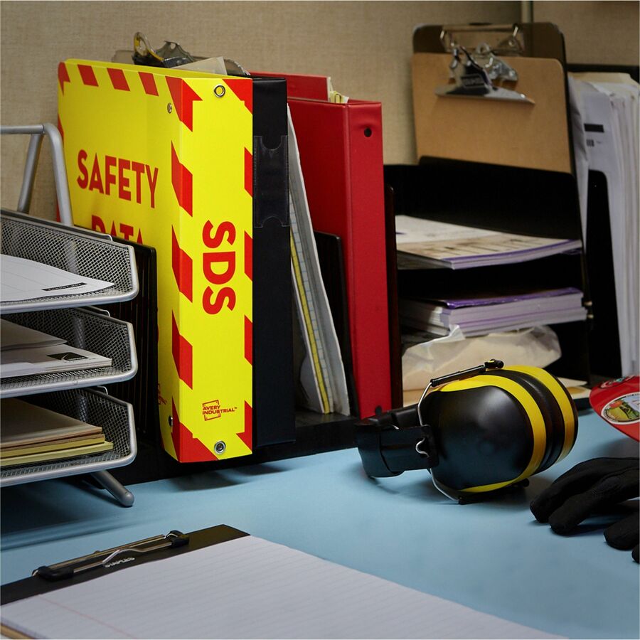 UltraDuty Safety Data Sheet Binder Bundle, 3 Rings, 3" Capacity, 11 x 8.5, Yellow/Red