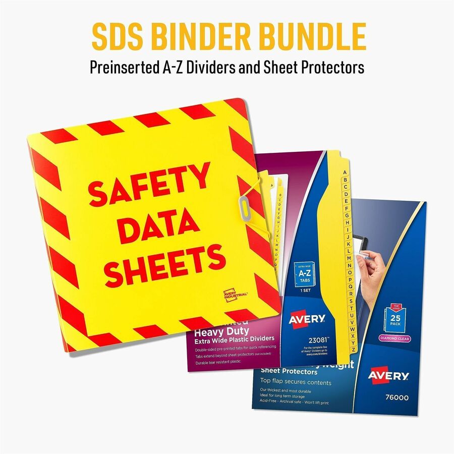 UltraDuty Safety Data Sheet Binder Bundle, 3 Rings, 3" Capacity, 11 x 8.5, Yellow/Red