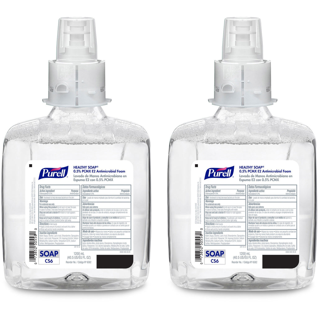 PURELL CS6 PCMX Antimicrobial E2 Hand Foam - Light Floral ScentFor - 40.6 fl oz (1200 mL) - Kill Germs, Bacteria Remover, Soil Remover, Oil Remover - Food Processing Industry, Hand - Dye-free, Fragrance-free, Hygienic - 2 / Carton