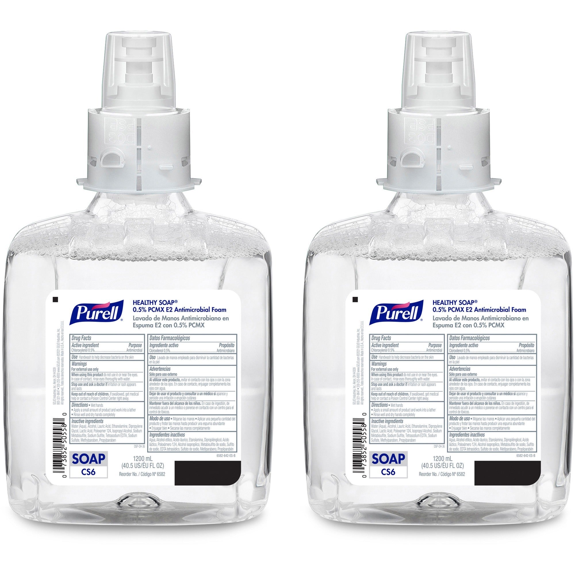 PURELL CS6 PCMX Antimicrobial E2 Hand Foam - Light Floral ScentFor - 40.6 fl oz (1200 mL) - Kill Germs, Bacteria Remover, Soil Remover, Oil Remover - Food Processing Industry, Hand - Dye-free, Fragrance-free, Hygienic - 2 / Carton