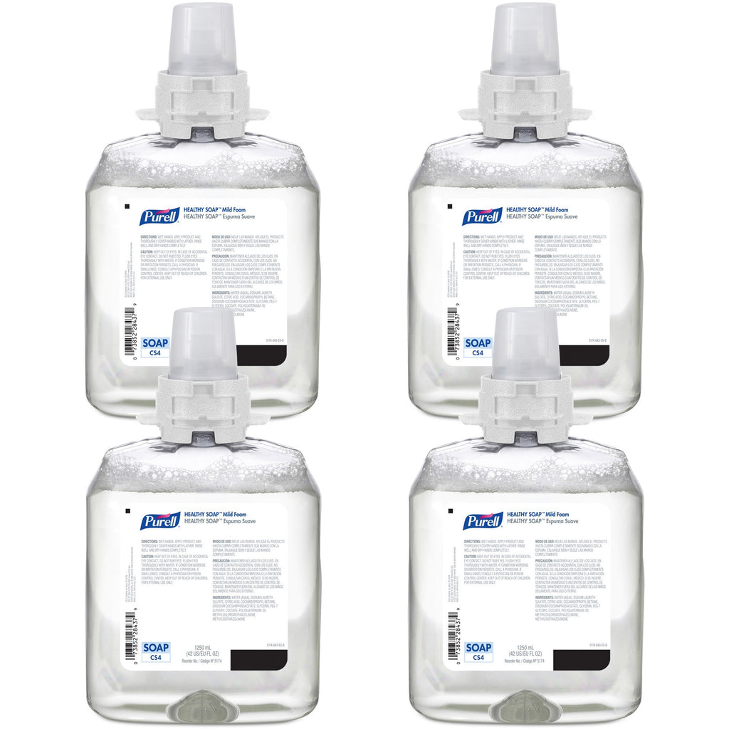 PURELL CS4 HEALTHY SOAP Mild Foam Refill - 42.3 fl oz (1250 mL) - Dirt Remover, Kill Germs - Hand - Moisturizing - Dye-free, Fragrance-free - 4 / Carton