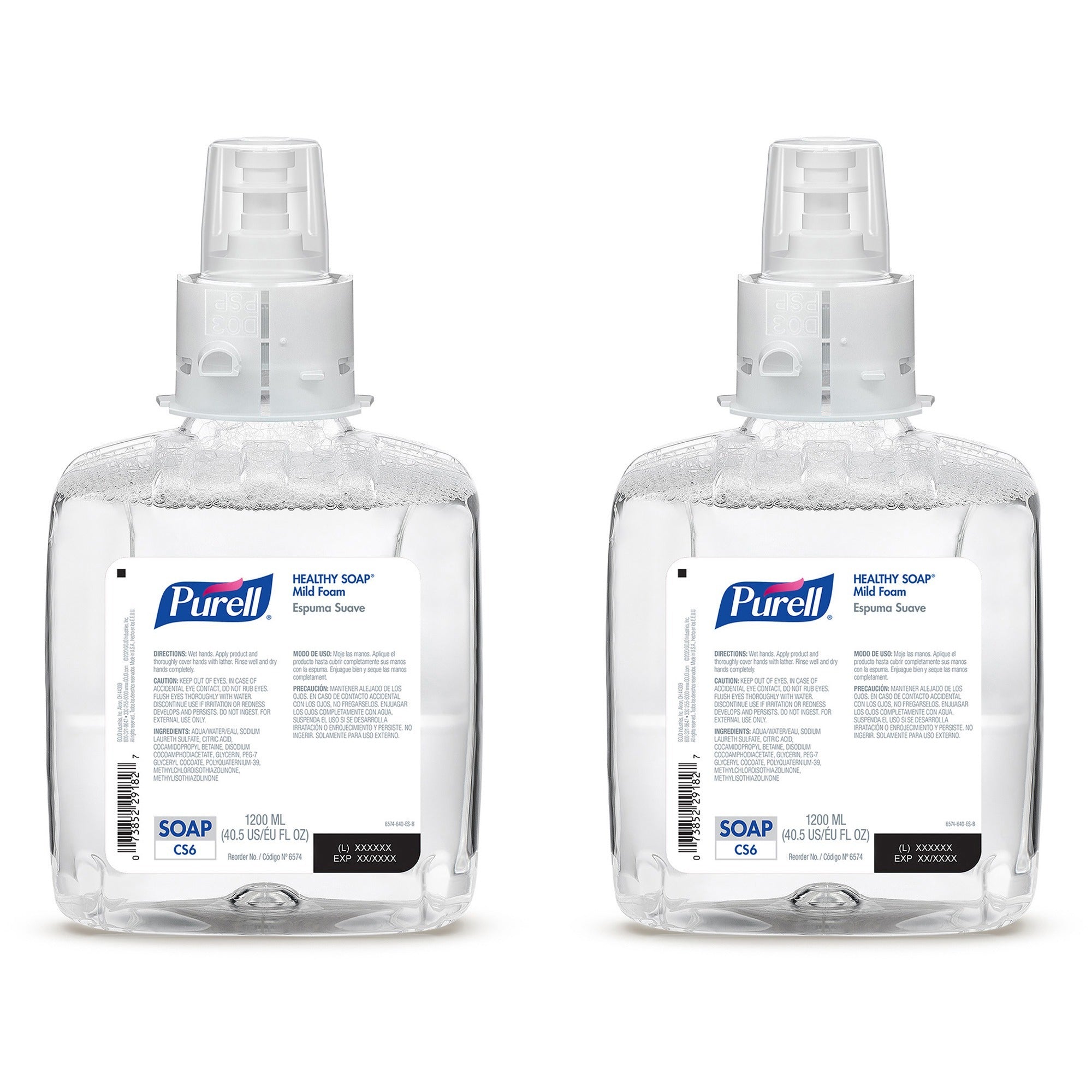 PURELL CS6 Refill Healthy Soap Mild Foam - Fresh Fruit ScentFor - 40.6 fl oz (1200 mL) - Dirt Remover, Kill Germs - Hand, Skin - Moisturizing - Fragrance-free, Dye-free, Bio-based - 2 / Carton