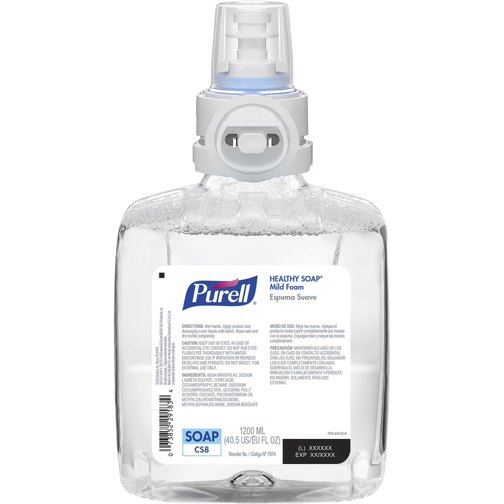 PURELL CS8 Refill HEALTHY SOAP Mild Foam - Fresh Fruit ScentFor - 40.6 fl oz (1200 mL) - Dirt Remover, Kill Germs - Hand, Skin - Moisturizing - Dye-free, Fragrance-free, Bio-based - 2 / Carton
