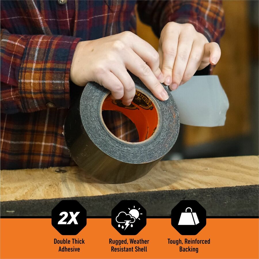 Gorilla Tough & Wide Tape - 25 yd Length x 2.88" Width - 1 Each - Black
