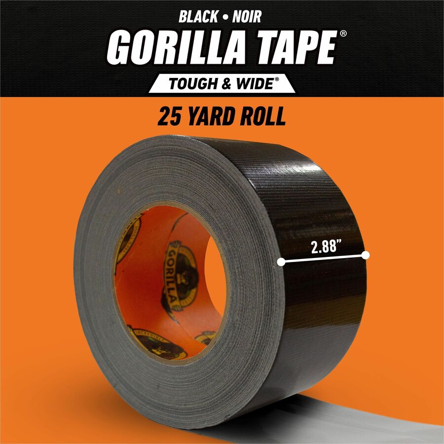 Gorilla Tough & Wide Tape - 25 yd Length x 2.88" Width - 1 Each - Black