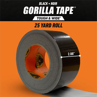Gorilla Tough & Wide Tape - 25 yd Length x 2.88" Width - 1 Each - Black