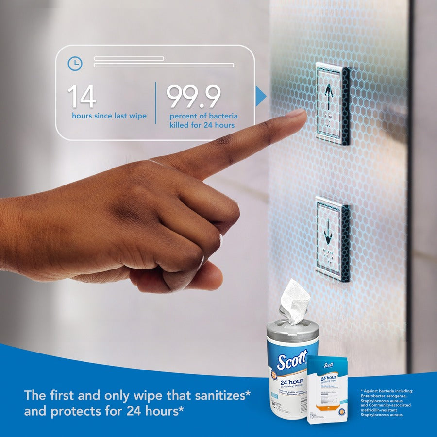 24-Hour Sanitizing Wipes, 1-Ply, 4.5 x 8.25, Fresh, White, 75/Canister, 6 Canisters/Carton - 7