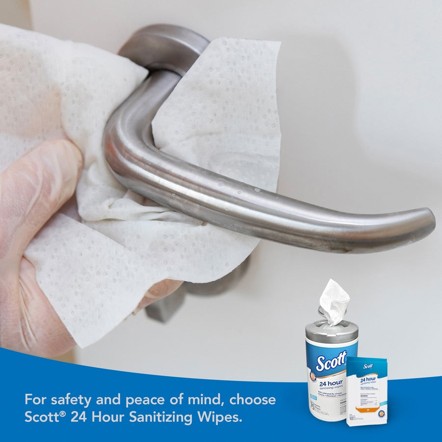 24-Hour Sanitizing Wipes, 1-Ply, 4.5 x 8.25, Fresh, White, 75/Canister, 6 Canisters/Carton - 8