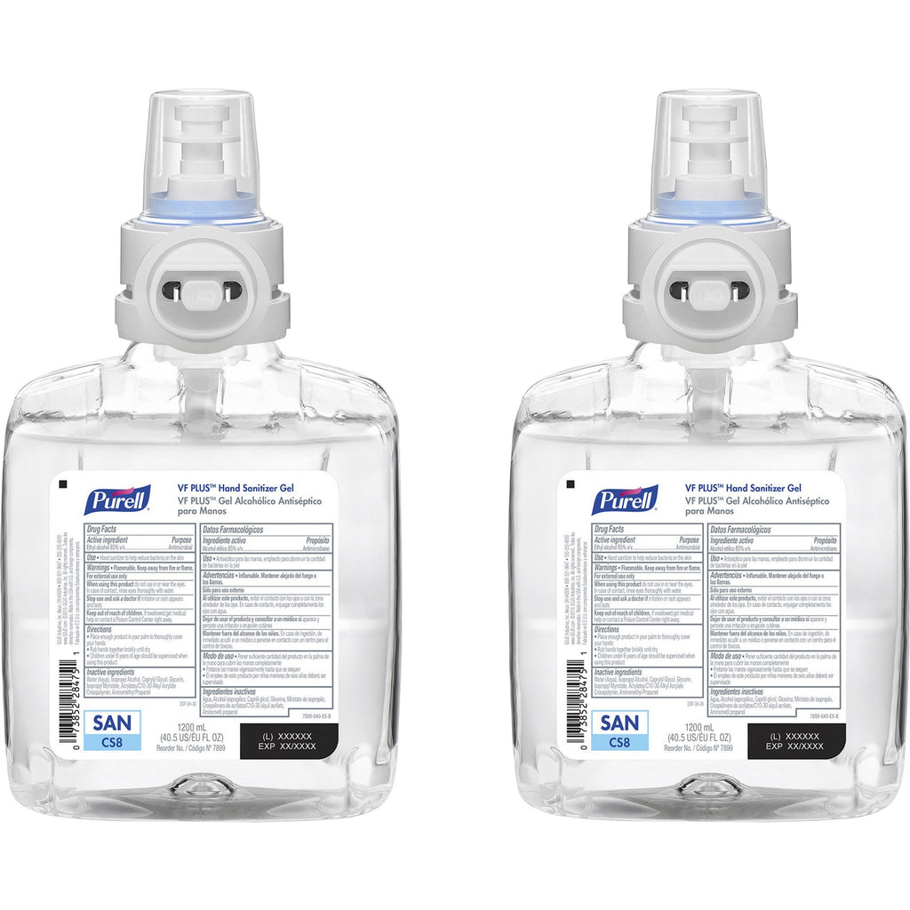 PURELL VF PLUS Hand Sanitizer Gel Refill - 40.6 fl oz (1200 mL) - Kill Germs, Bacteria Remover - Hand, Restaurant, Cruise Ship - Quick Drying, Fragrance-free, Dye-free, Hygienic - 2 / Carton