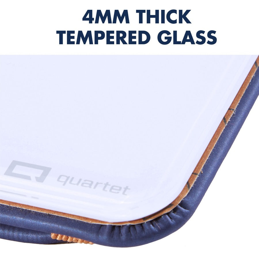 Quartet Portable Glass Dry-Erase Pad - 5" (0.4 ft) Width x 8" (0.7 ft) Height - White Tempered Glass Surface - Blue Polyethylene Frame - Desktop - Magnetic - 1 Each