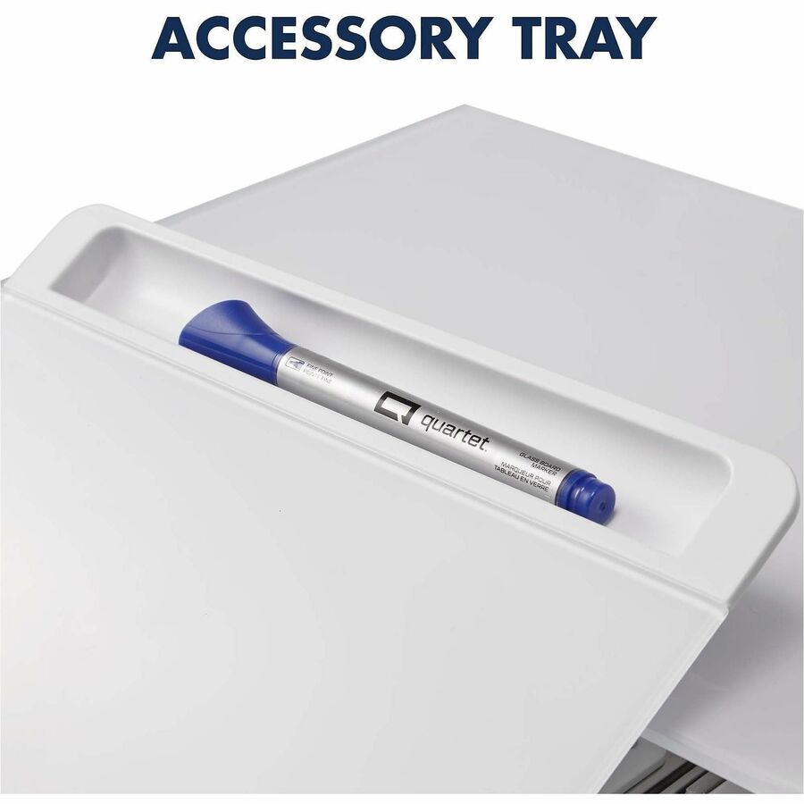 Adjustable Height Desktop Glass Monitor Riser with Dry-Erase Board, 14 x 10.25 x 2.5 to 5.25, White, Supports 100 lb