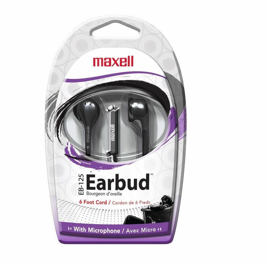 EB125 Earbud with MIC, 6 ft Cord, Black