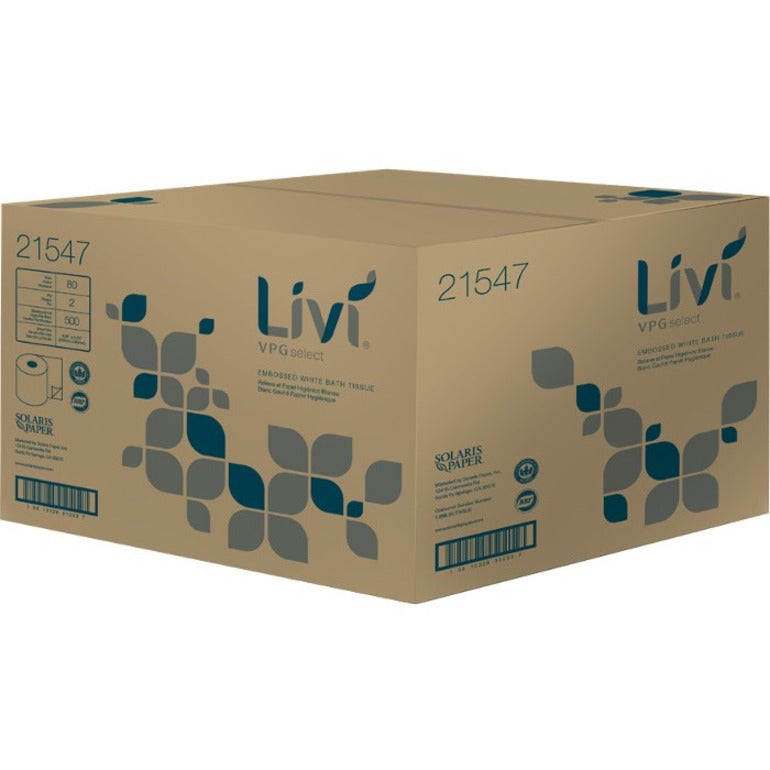 livi-vpg-select-bath-tissue-2-ply-375-x-406-500-sheets-roll-177-core-white-fiber-embossed-soft-absorbent-eco-friendly-for-bathroom-office-building-restroom-industry-80-carton_sol21547 - 2