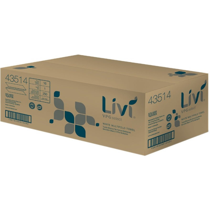 livi-vpg-select-multifold-towel-1-ply-multifold-906-x-945-white-virgin-fiber-soft-embossed-absorbent-eco-friendly-for-office-building-250-per-pack-16-carton_sol43514 - 2