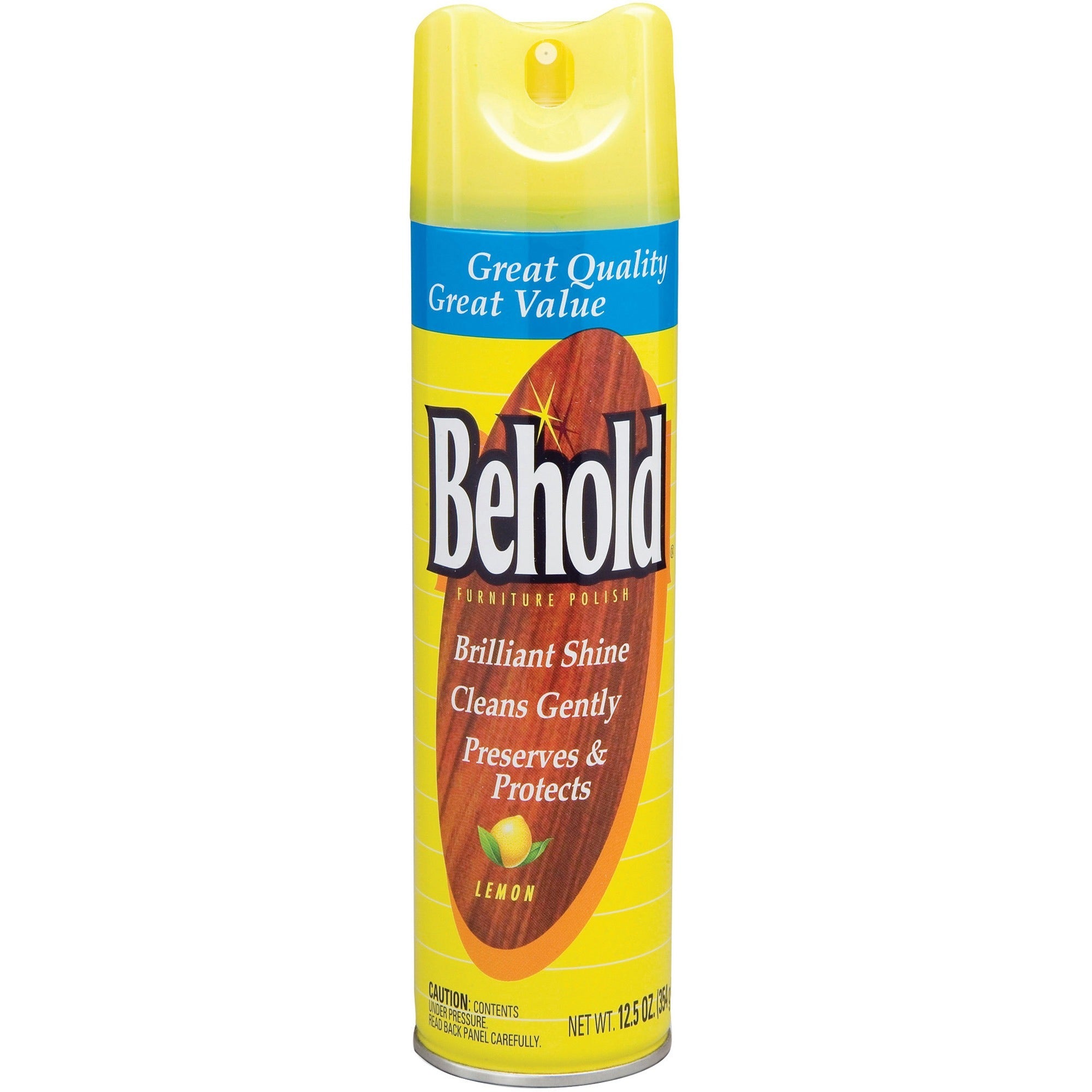 Diversey Behold Lemon Furniture Polish - Ready-To-Use - 12.50 oz (0.78 lb) - Lemon Scent - 6 / Carton - Spill Resistant, Wear Resistant, Stain Resistant, Long Lasting, Non-greasy, Moisturizing, Absorbs Quickly - Clear