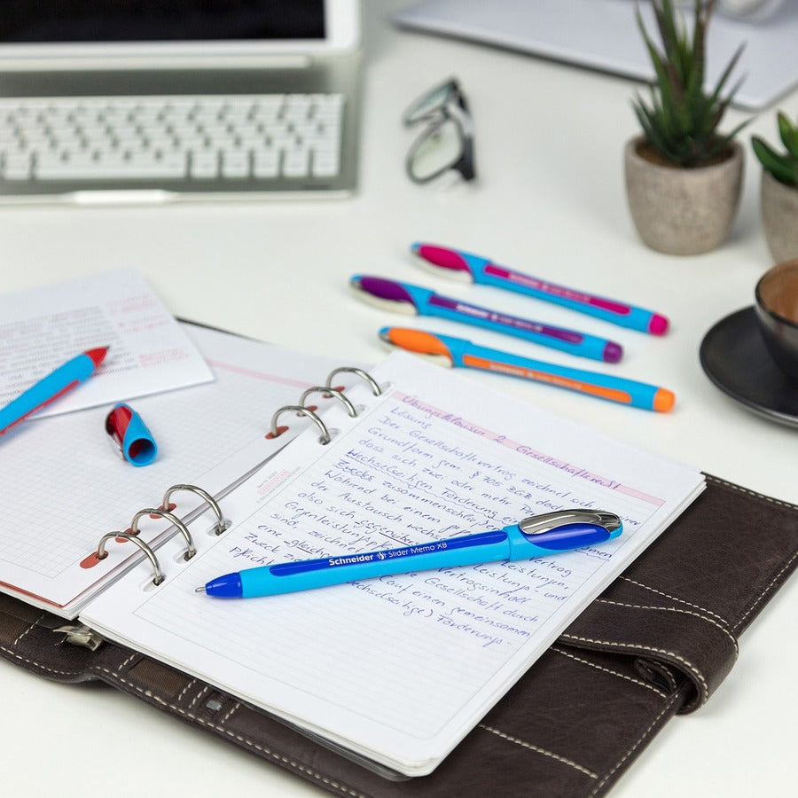 Slider Memo XB Ballpoint Pen, Stick, Extra-Bold 1.4 mm, Blue Ink, Blue/Light Blue Barrel, 10/Box