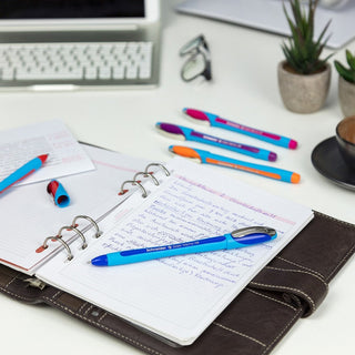 Slider Memo XB Ballpoint Pen, Stick, Extra-Bold 1.4 mm, Blue Ink, Blue/Light Blue Barrel, 10/Box